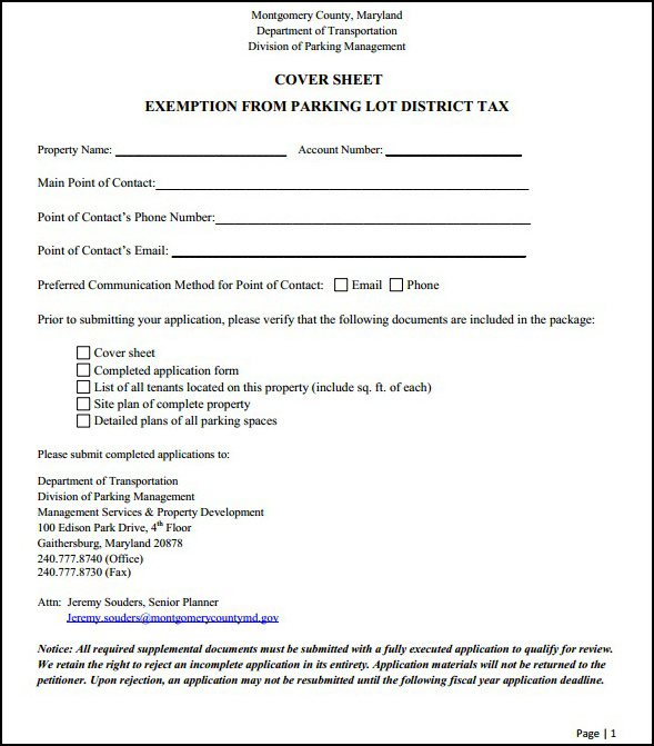 Exemption Application