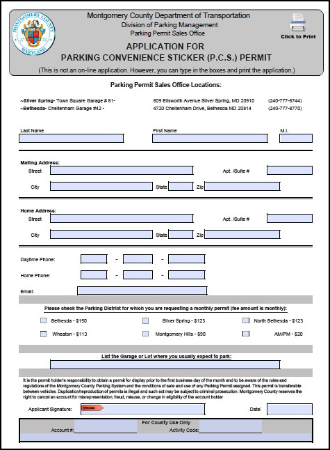PCS Monthly Permit Application