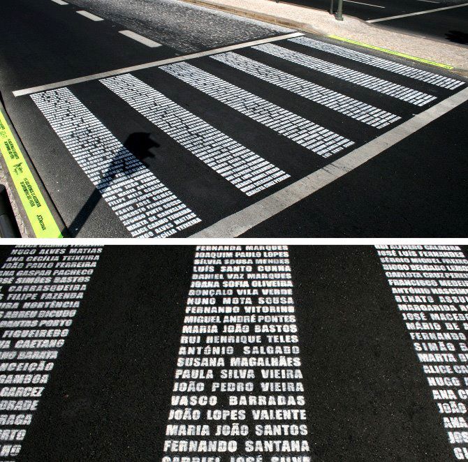 Portugal Campaign Memorialize collision victims’ names in crosswalk