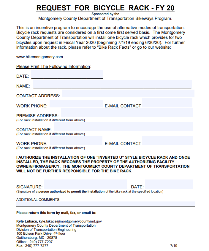 Bicycle Request Form