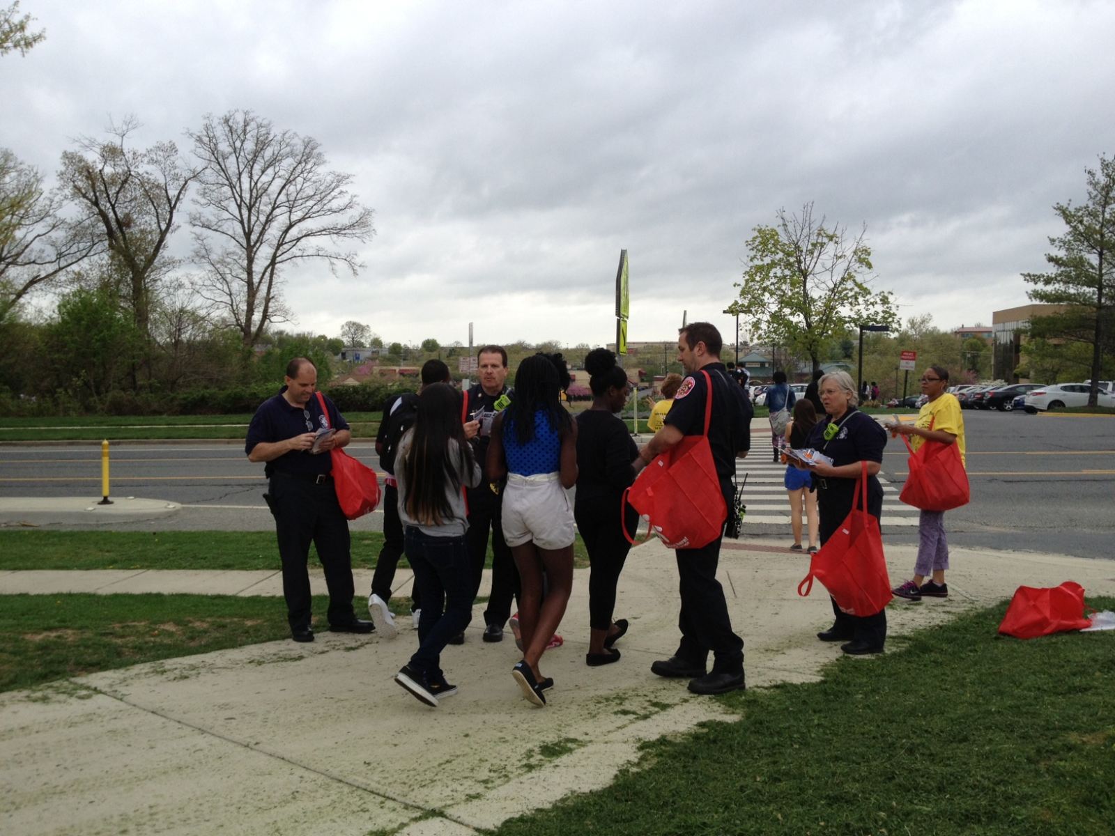 Montgomery County Fire and Rescue Station 22 Distributing Reflective Materials to Students at Seneca Valley High School