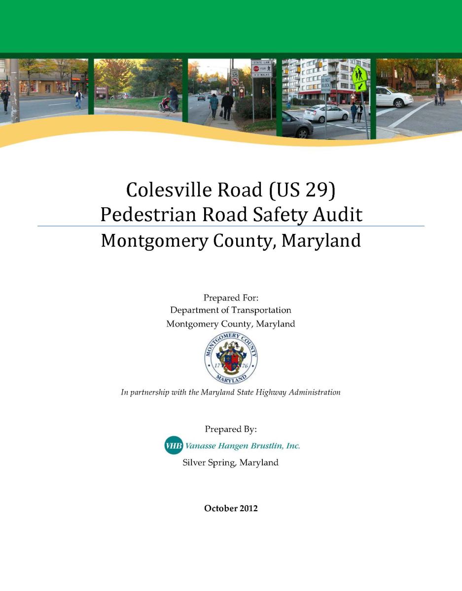 Colesville Road PRSA Report Cover - click here to view report