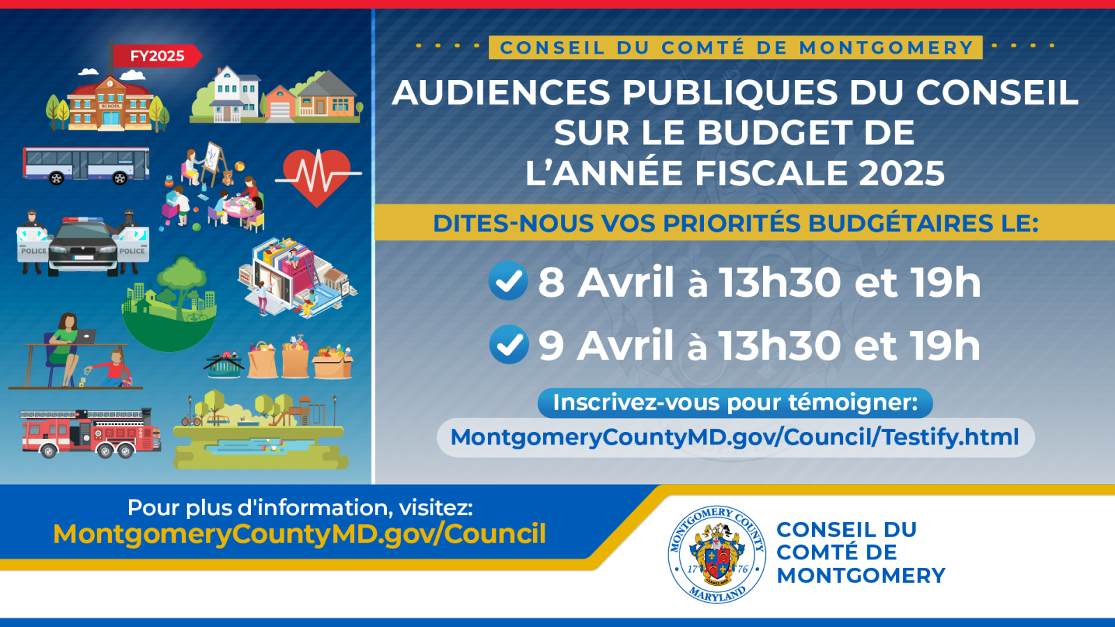 Infographie sur l'audition publique du Conseil sur le budget.