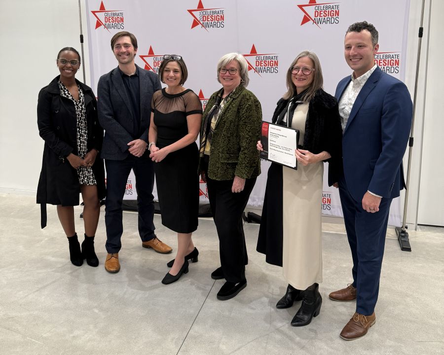 Montgomery County Council President Kate Stewart standing with architects and designers at the 2025 Design Excellence Awards.