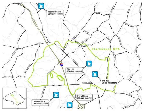 Locations of USGS Stream Gages