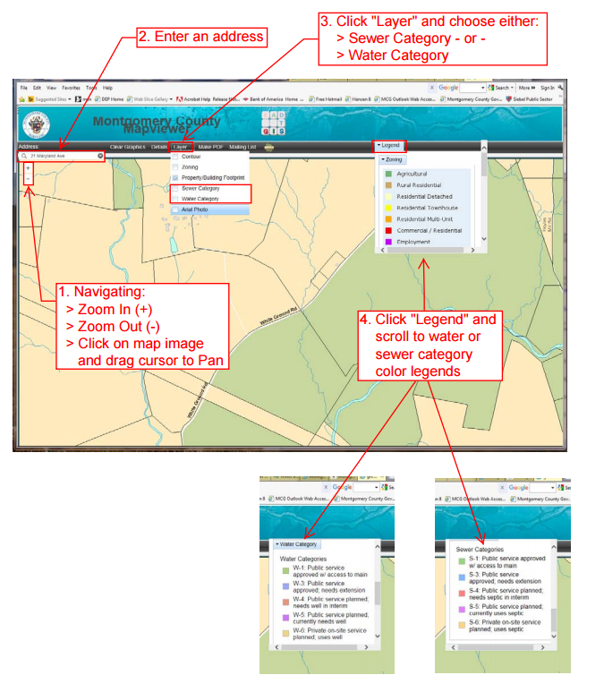 Screen shot of the Montgomery County Map Viewer application