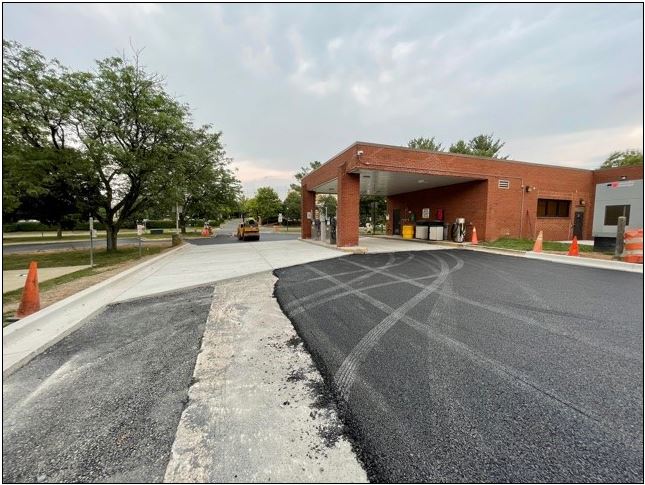 New Concrete and Asphalt Pavement, and Curb and Gutter at Fueling Station by Fire Station 29 side of Police Station 5
