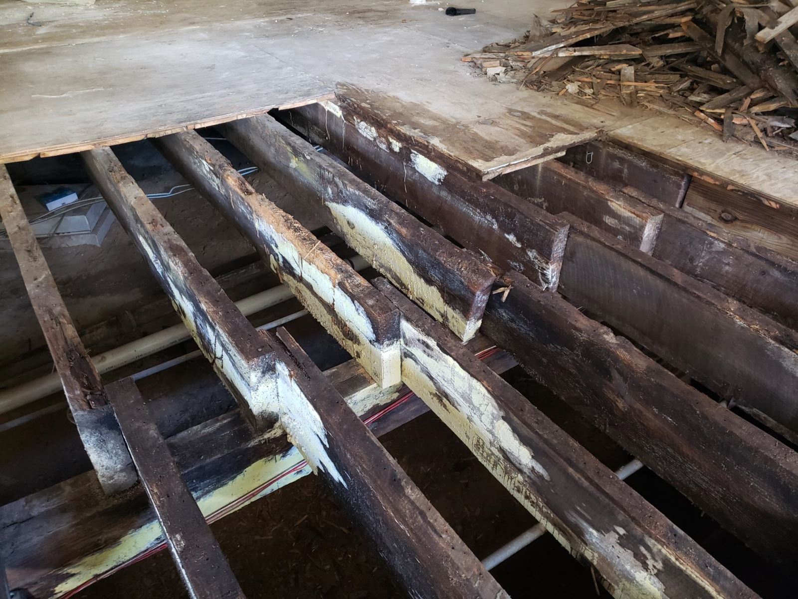 Lincoln School, Water damage to existing interior Floor structure