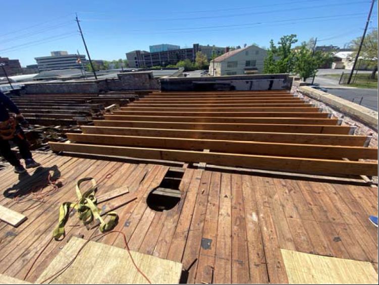 Roof deck removal2 - Roof Joist installation