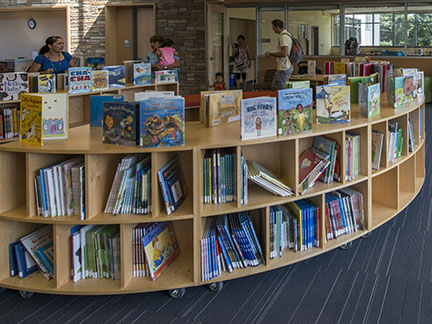 Library book shelves