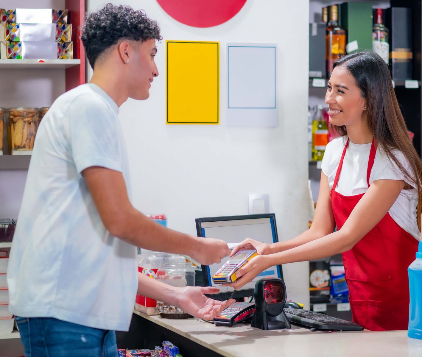 Business employee and customer