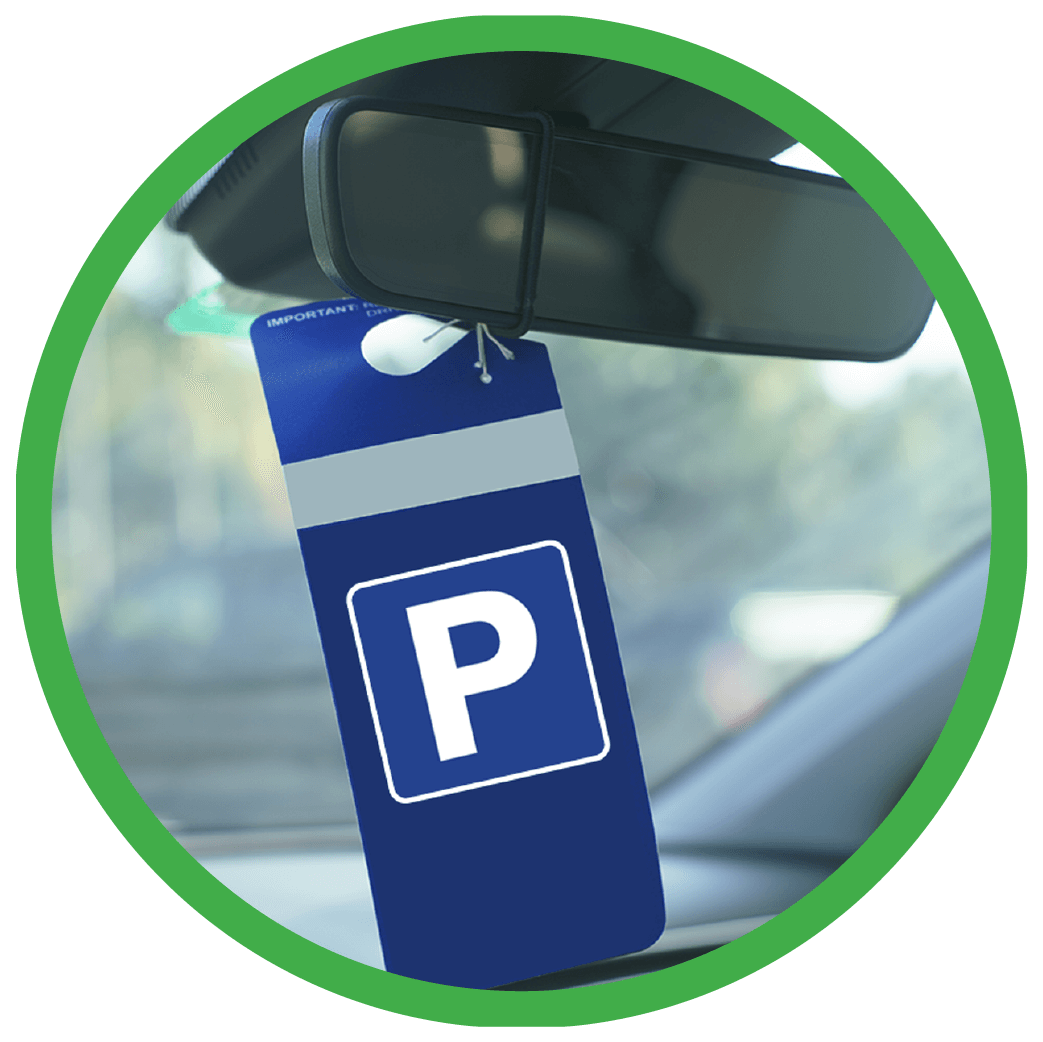 Parking permit in windshield