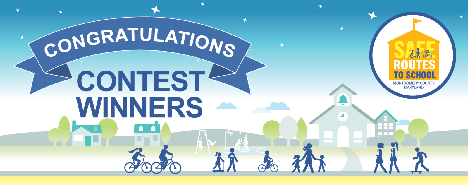 Safe Routes To School BAnner Kids going to school