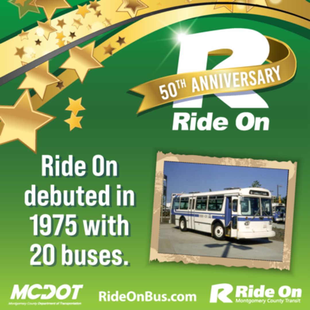 Ride On Debuted in 1975 with 20 buses.