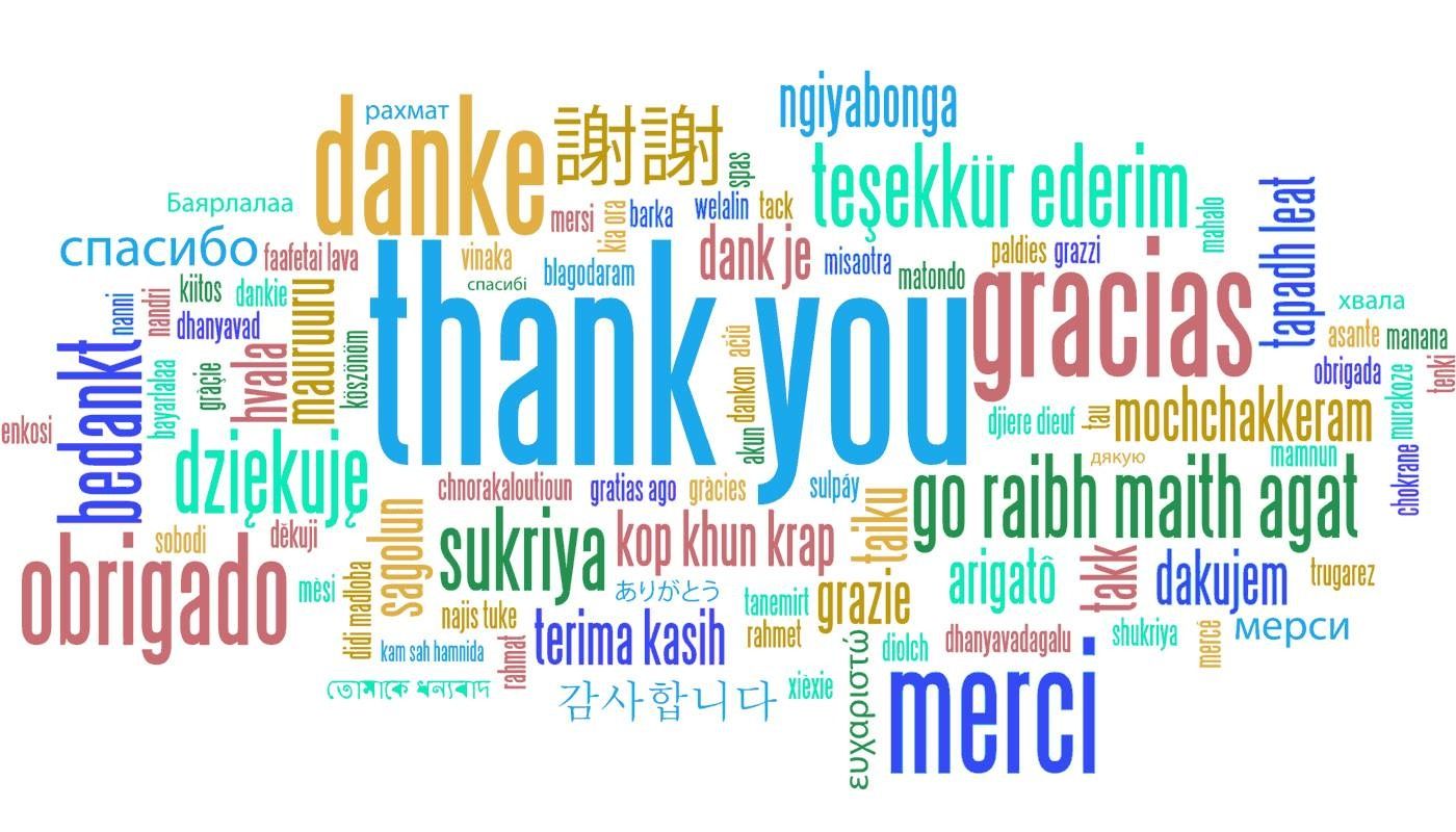 thank you, in many languages