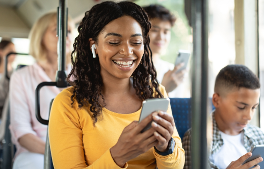 happy rider om the bus