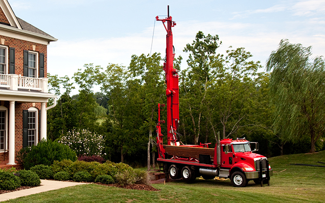 truck digging a drinking water well