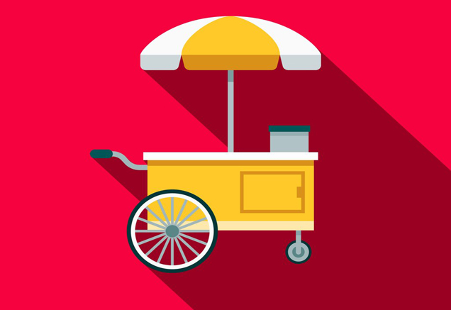 graphic image of a food cart with umbrella