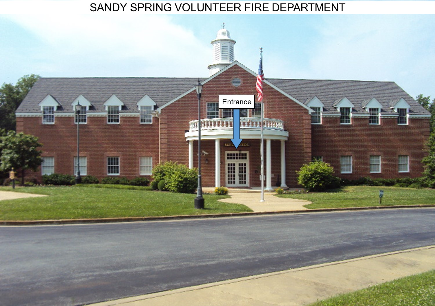 Sandy Spring Volunteer Fire Station (Oak Room) entrance. 