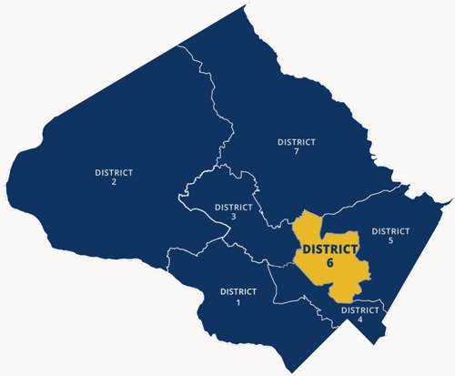 map of District 6 Darnestown, Germantown, North Potomac, Travilah
