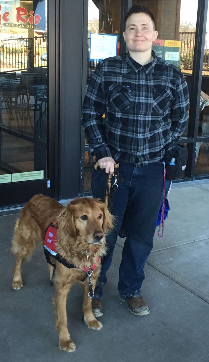 Trinity Nelson and her service dog York