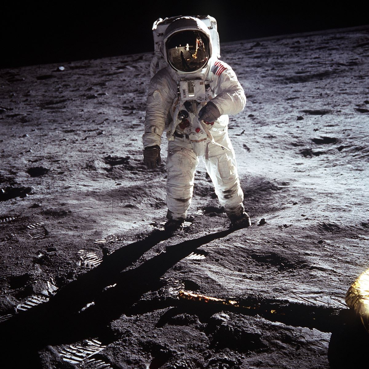 An astronaut walking on the moon