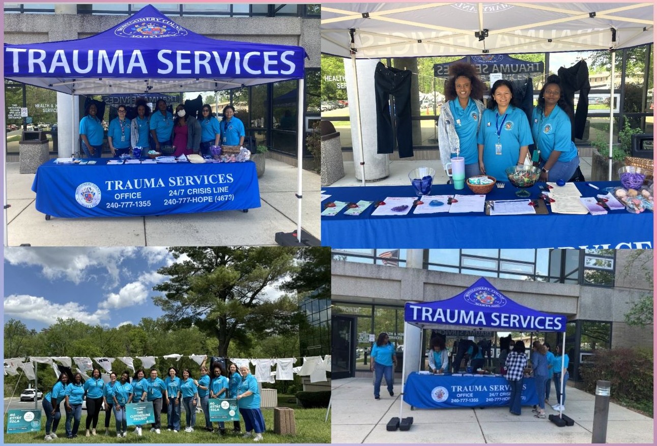 A collage of photos from participation in Sexual Assault Awareness Denim Day