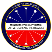 Logo: Honor Their Service, Strengthen Our Community, Montgomery County Thanks Our Veterans And Their Families