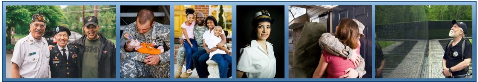Photos of Veterans and service members in military uniforms and attire