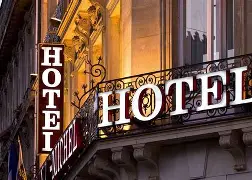 Hotel sign on the exterior of the building