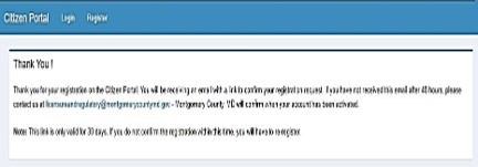 screenshot of confirmation screen with a thank-you message.