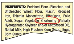 food label with the word shortening circled