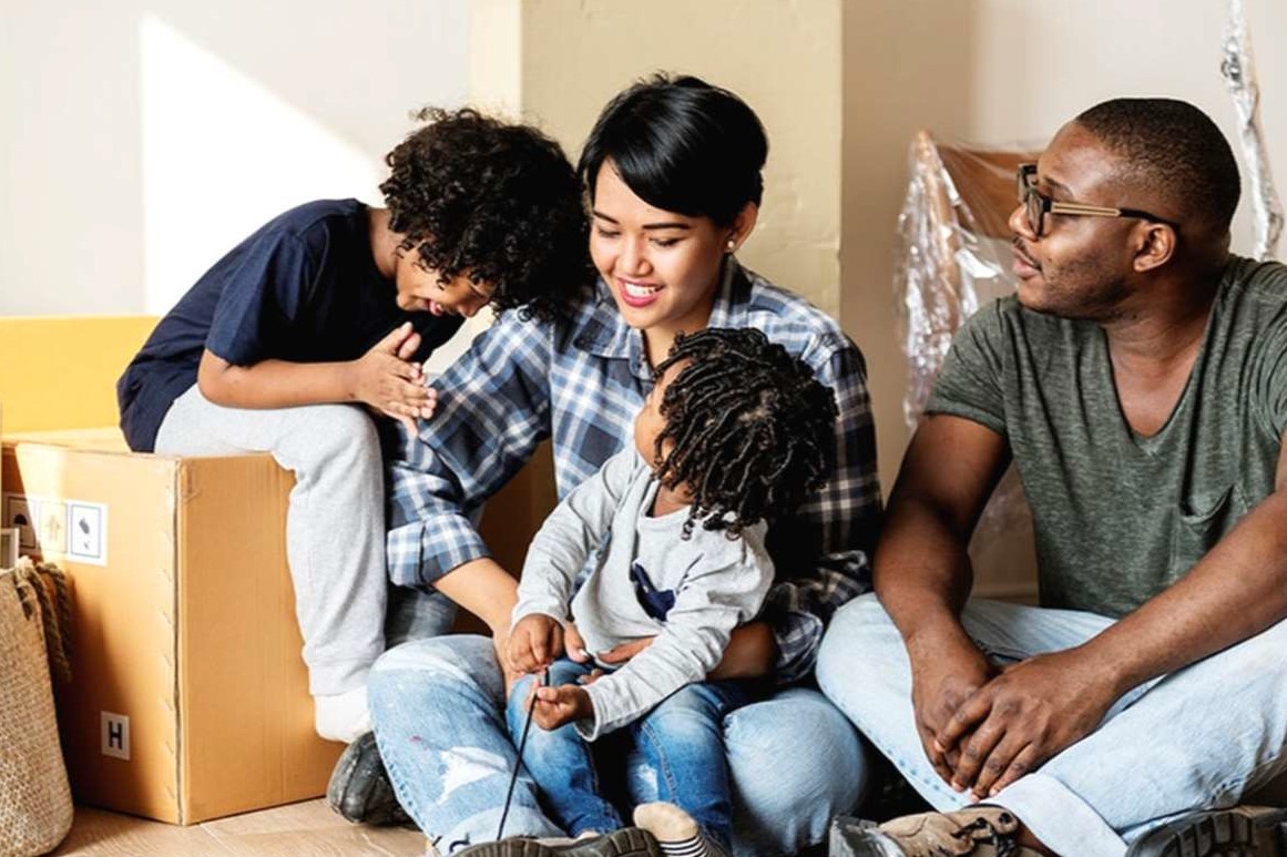 Family moving into a new home