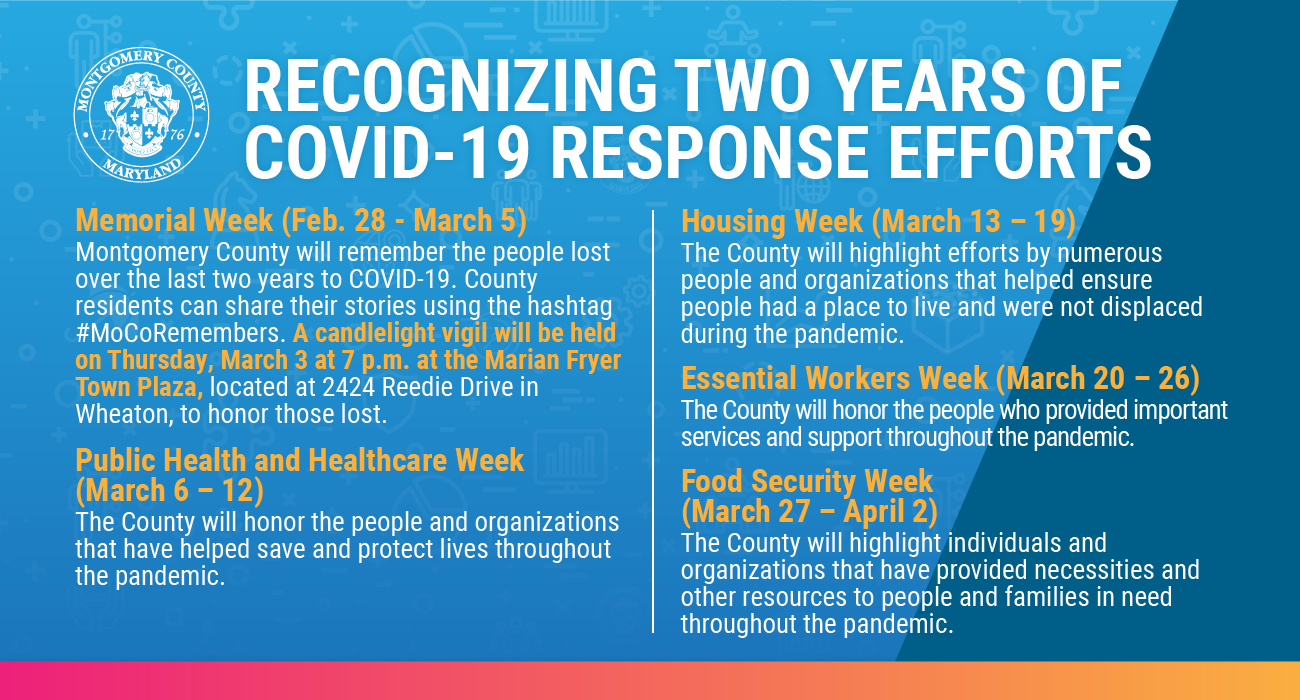 Montgomery County to Recognize Two-Years of COVID-19 Response Efforts Throughout the Month of March 