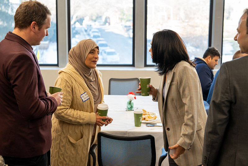 Council President Fani-González speaks with a Muslim community member at the Council’s 2025 Muslim American Heritage Month breakfast.