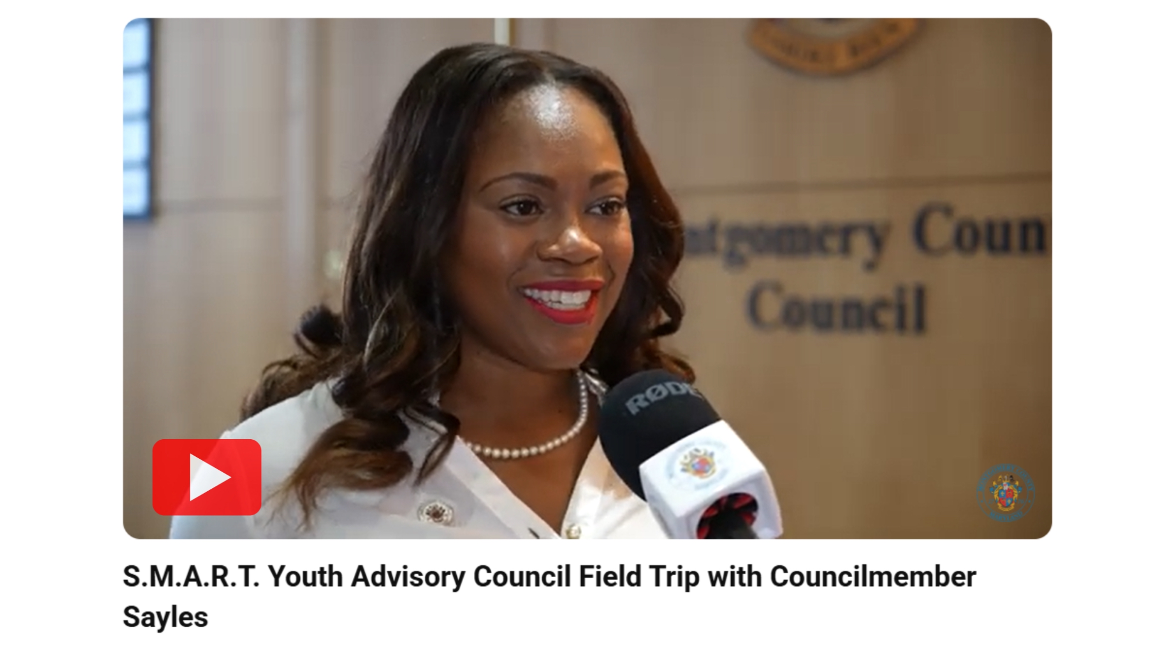 Video of SMART Youth Advisory Council Field Trip with Councilmember Sayles