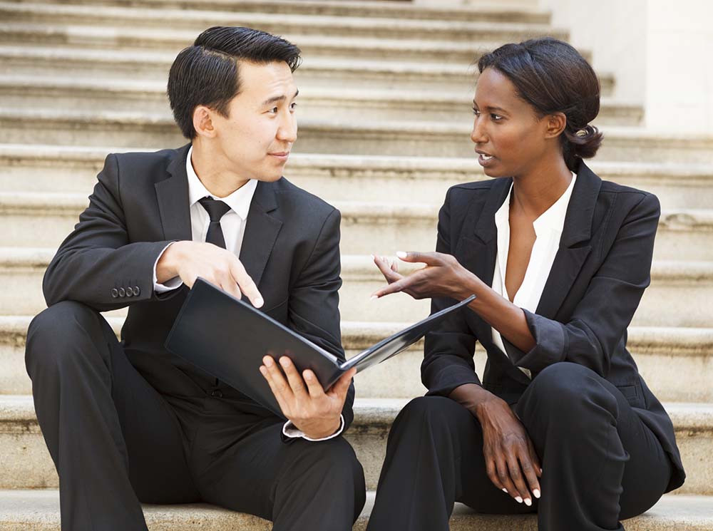 Attorneys talking about a case