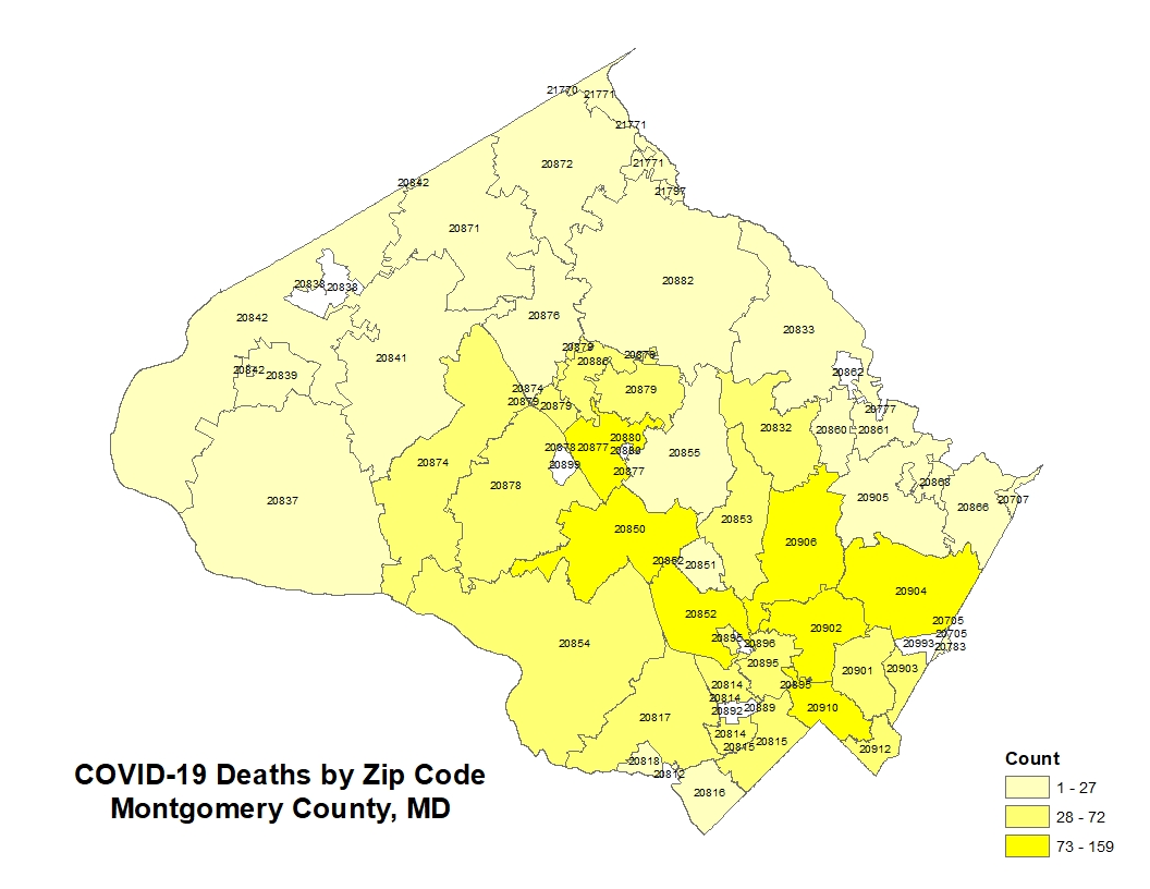 map showing deaths by ZIP Code