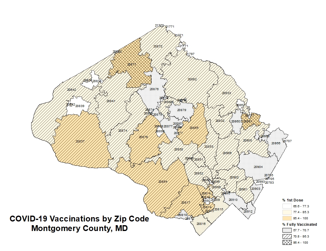 map showing vaccine distribution by ZIP Code