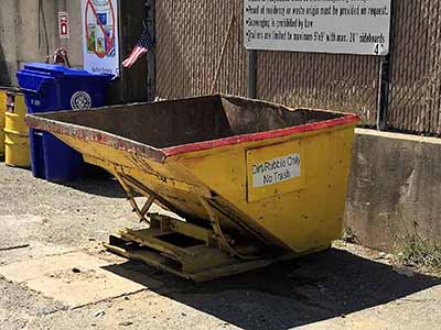 Hopper for bricks and cinderblocks in Trash Area