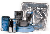 examples of aluminum cans, bimetal (steel) cans and tins, and aluminum foil products