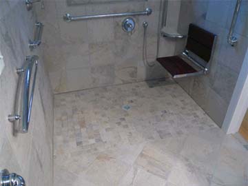 Bathroom with seat in shower