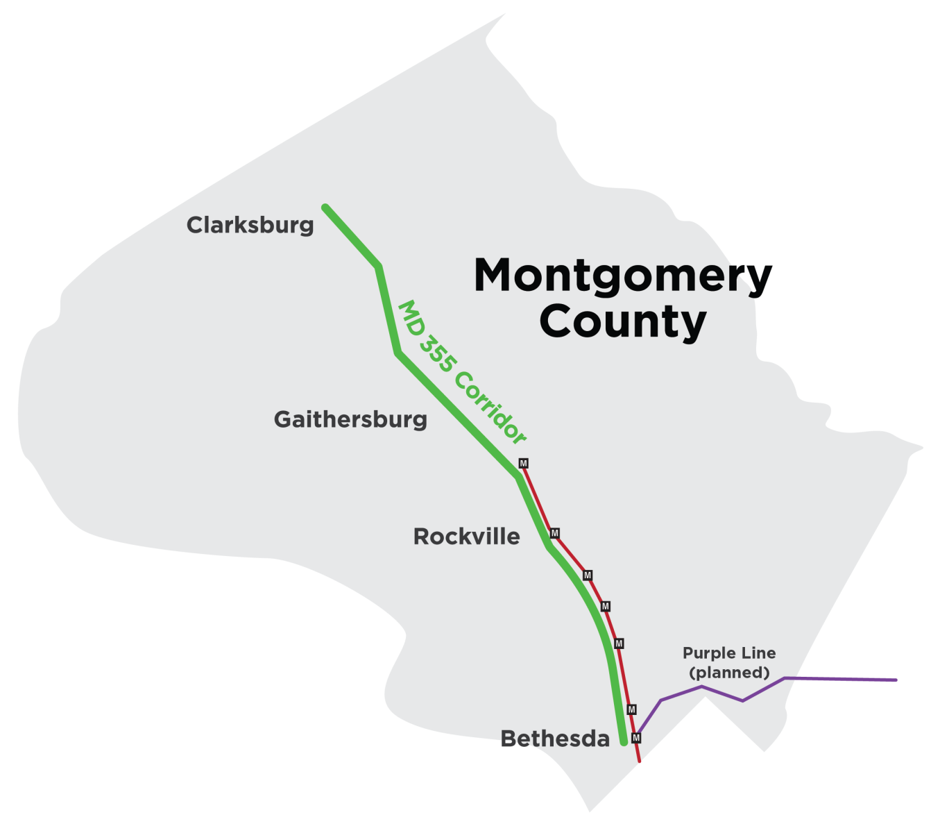 map of proposed MD355 line