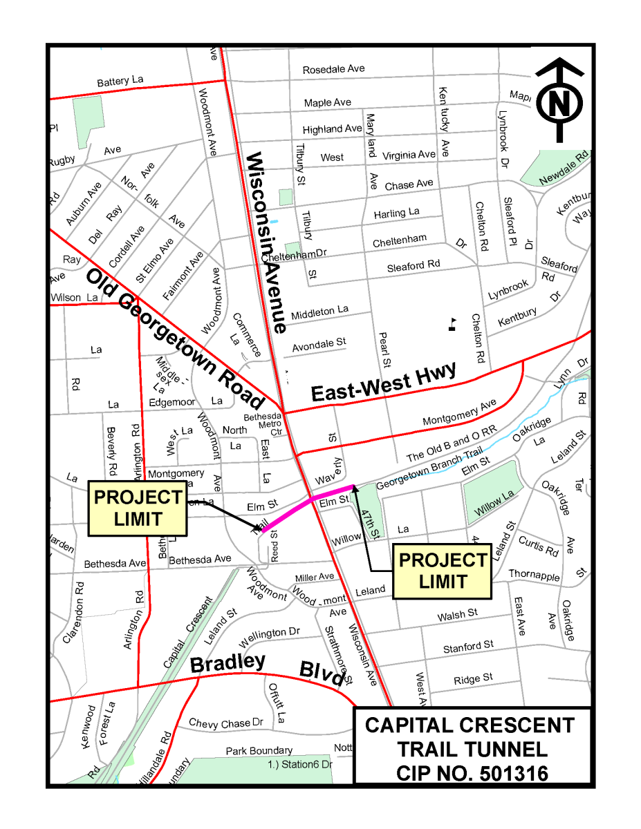 Capital Crescent Trail Tunnel Map