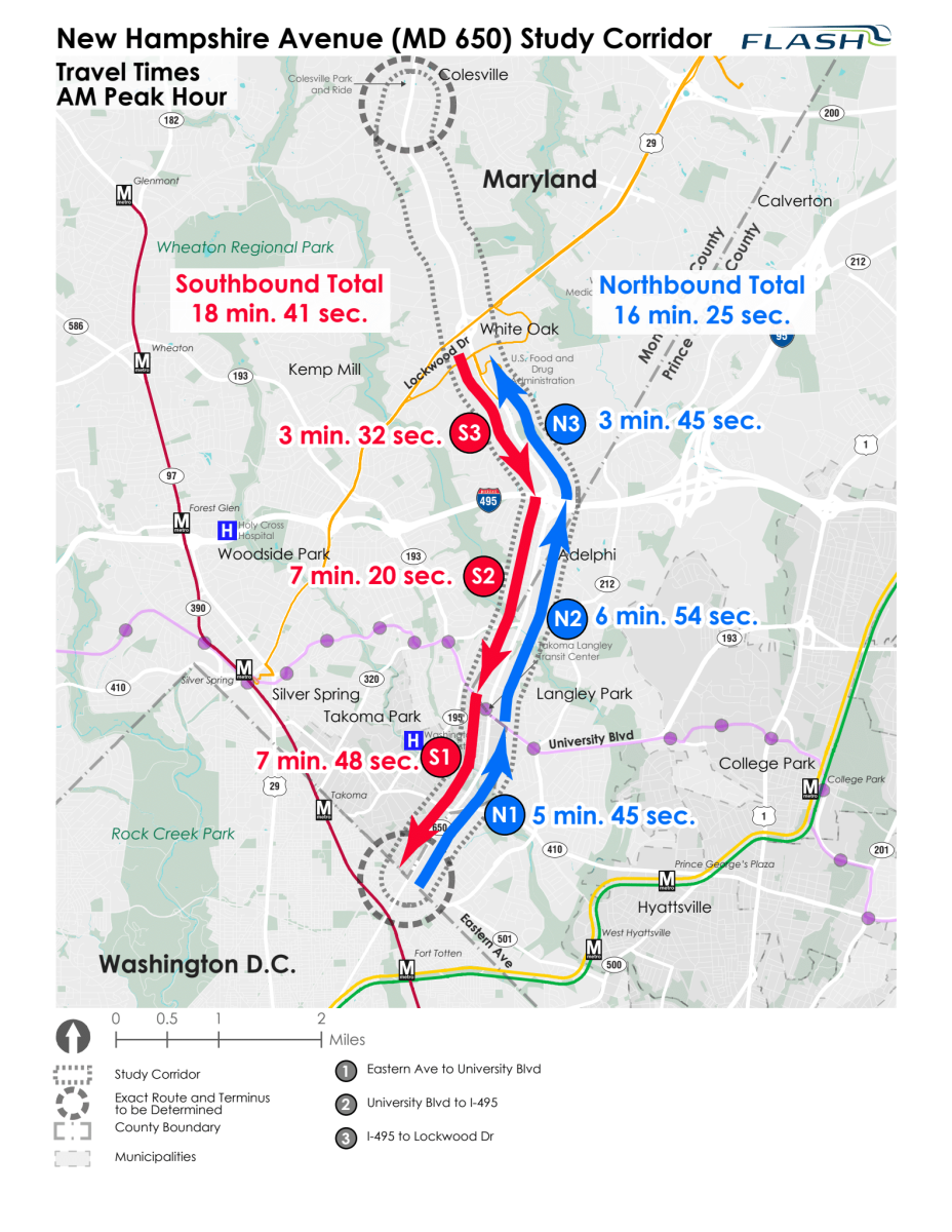 Chart for New Hampshire Ave Travel Times