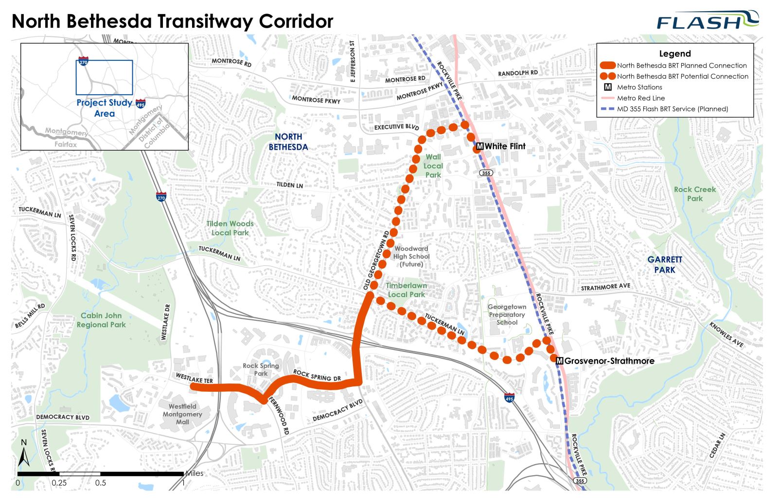 North Bethesda BRT Project Map