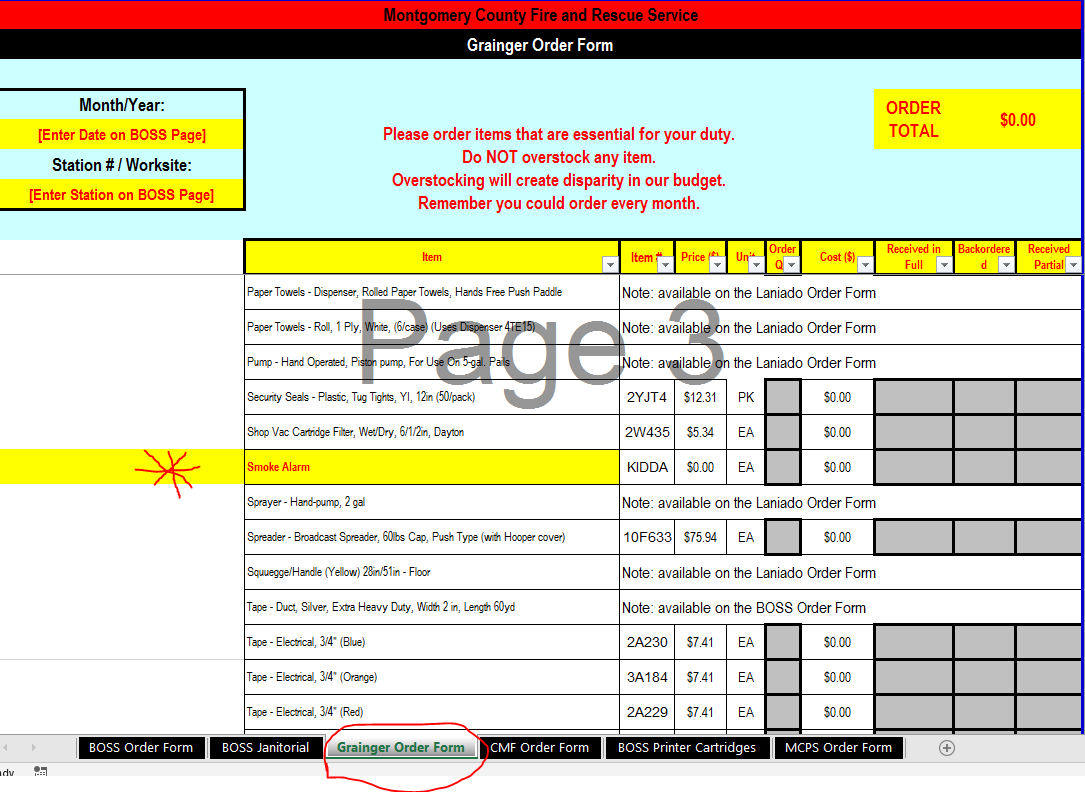 MCFRS Community outreach Supplies