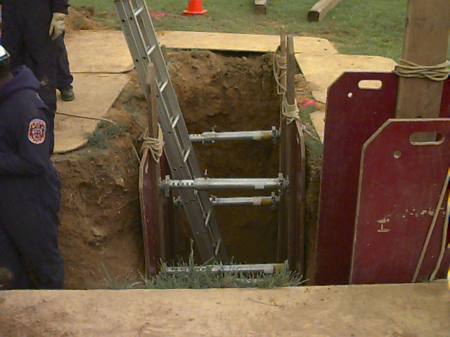 ladder in a trench