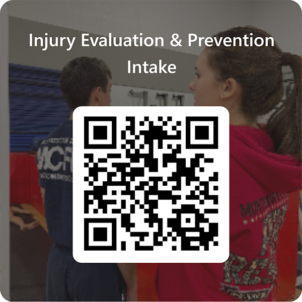 QR code to request an individual appointment on a background of Kelsey Tanler helping a firefighter