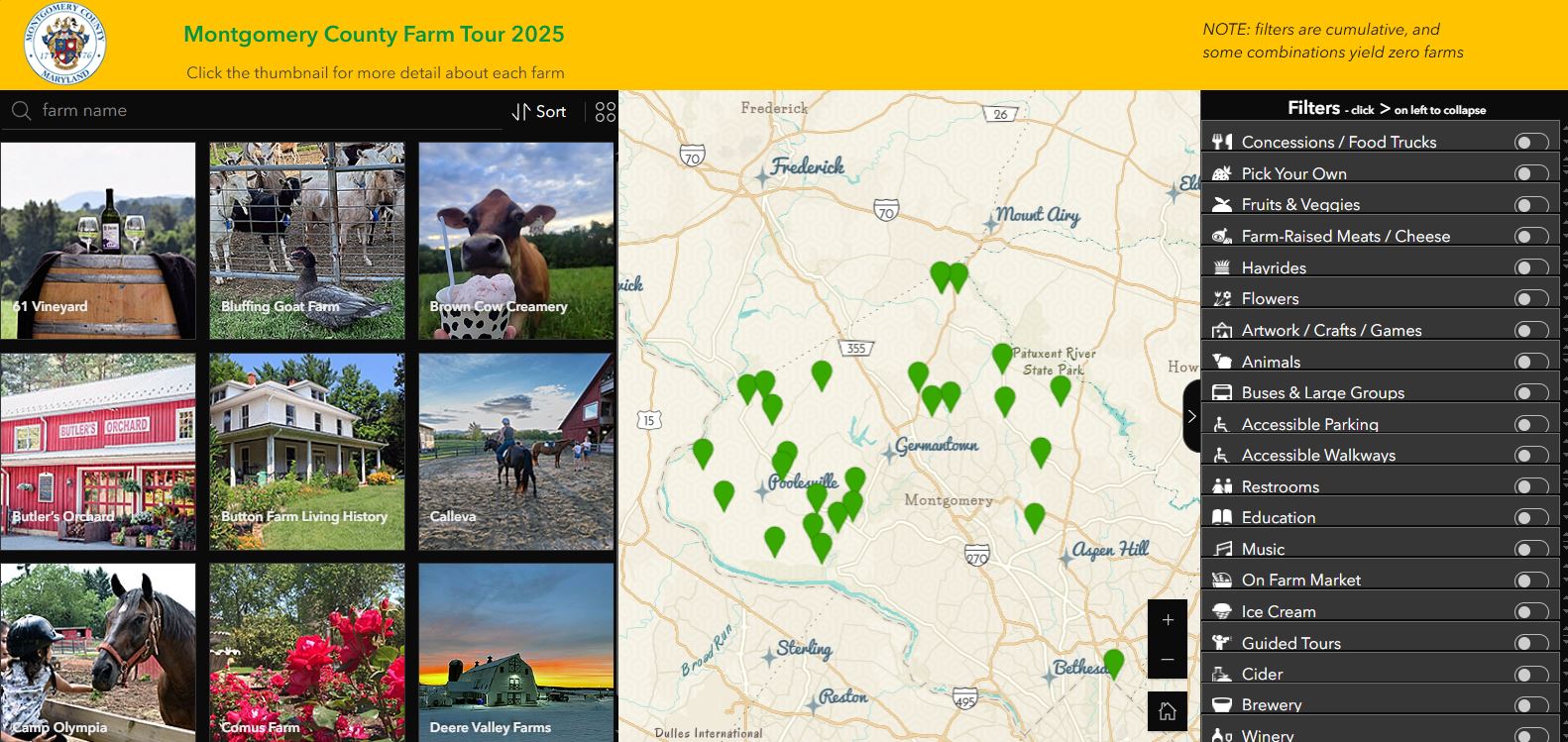 screenshot of Farm Tour Story Map - visit viewer